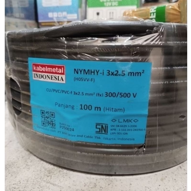 Metal Nyyhy 3 x 2,5 mm 100m serabut hitam/ Nyy / Nym hy NymHy kabel 3x2,5 kmi kabel metal Indonesia 