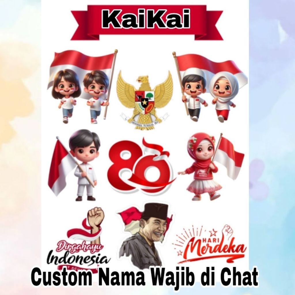 Topper Kemerdekaan RI / Hiasan tumpeng 17 Agustus / Hiasan kue HUT RI agustusan custom nama