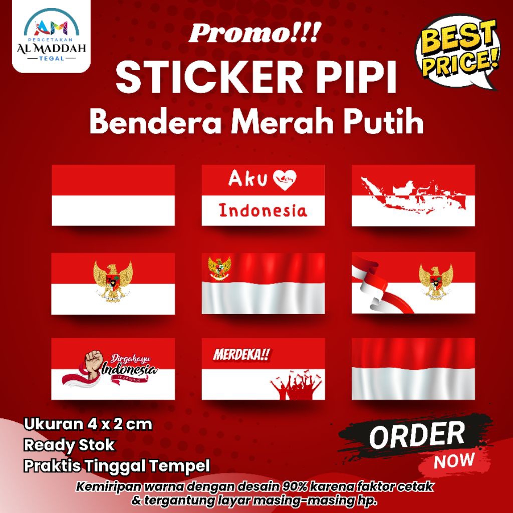 

[PROMO] STICKER PIPI MURAH ISI 50 PCS- Sticker Pipi Bendera Merah Putih | Sticker kemerdekaan