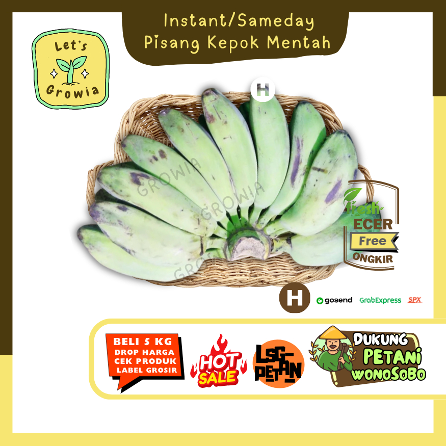 

Growia || Pisang Kepok Kuning Mentah -- Hasil Petani Langsung Ecer (H)