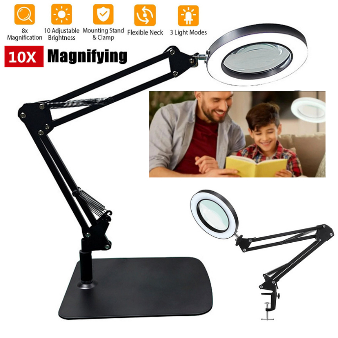 

GARANSI SRATE Kaca Pembesar Servis Elektronik Multifungsi Magnifying Glass 10X LED Table Lamp SR 65