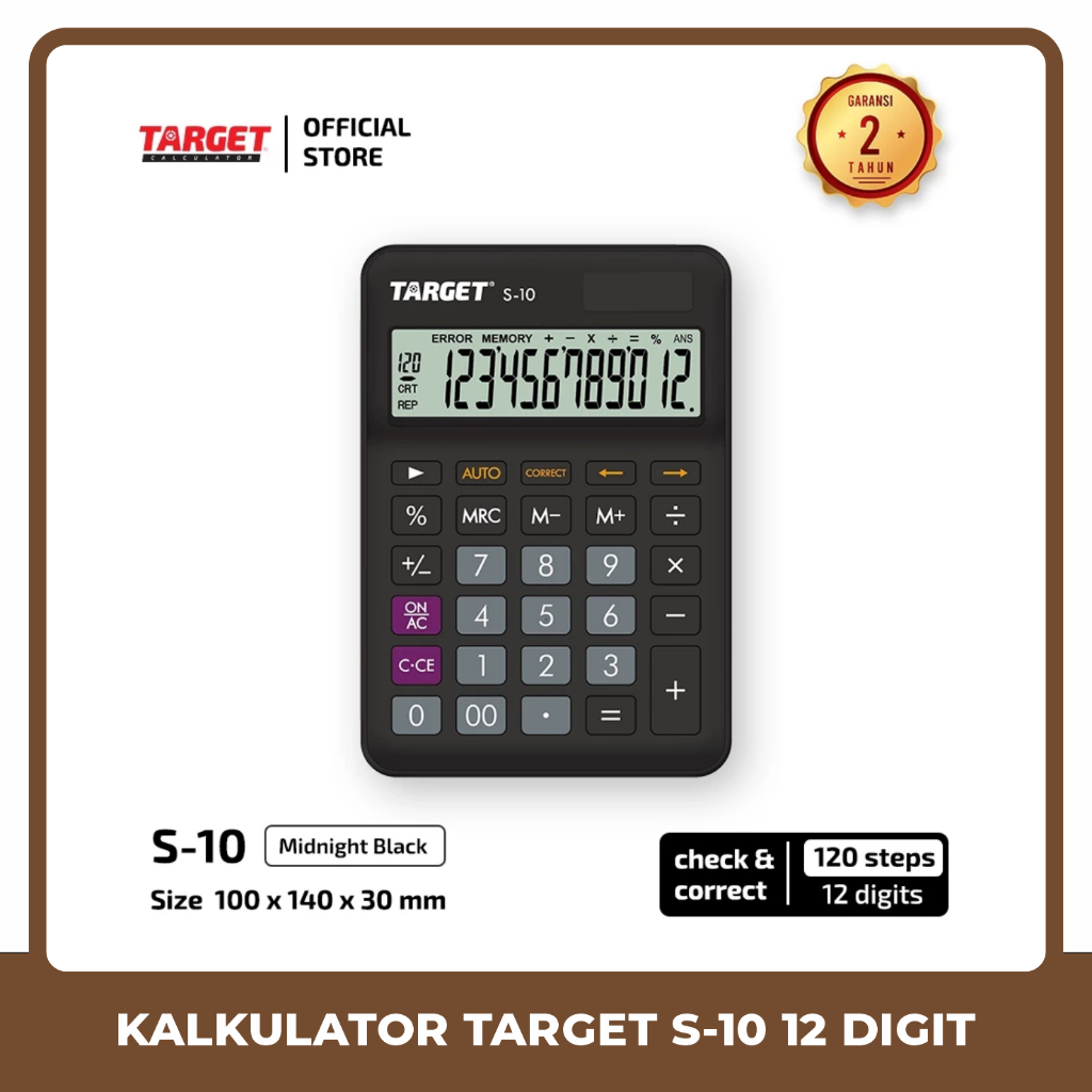 

UTB TARGET Kalkulator 12 Digit S-10 Check & Correct - Hitam