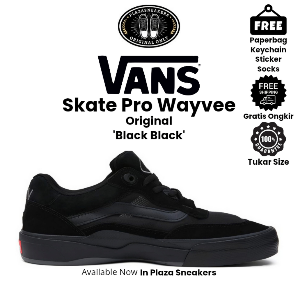 Sepatu Vans Skate Pro Wayvee All Black Pria Wanita Sneakers Original