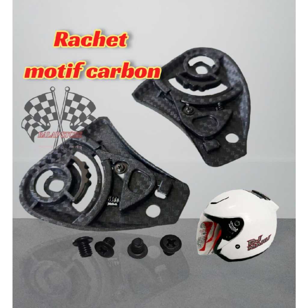 Rachet dudukan kaca helm Kyt Dj Maru, Kyt Galaxi,  Kyt Dj Maxi Rachet kaca Motif karbon