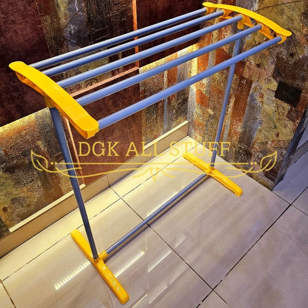 Rak Gantungan Jemuran Handuk Baju Pakaian Berdiri Aluminium Plastik ANTI KARAT VINODA TERMURA MURAH 