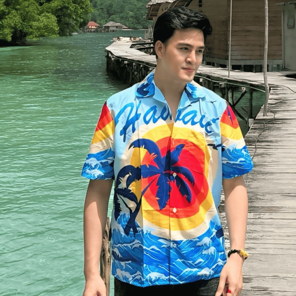 Dowear Baju Kemeja Motif Kekinian Cowok Cewek Bali Pantai Surfing Hawai Jumbo 678 OMBAK HAWAI