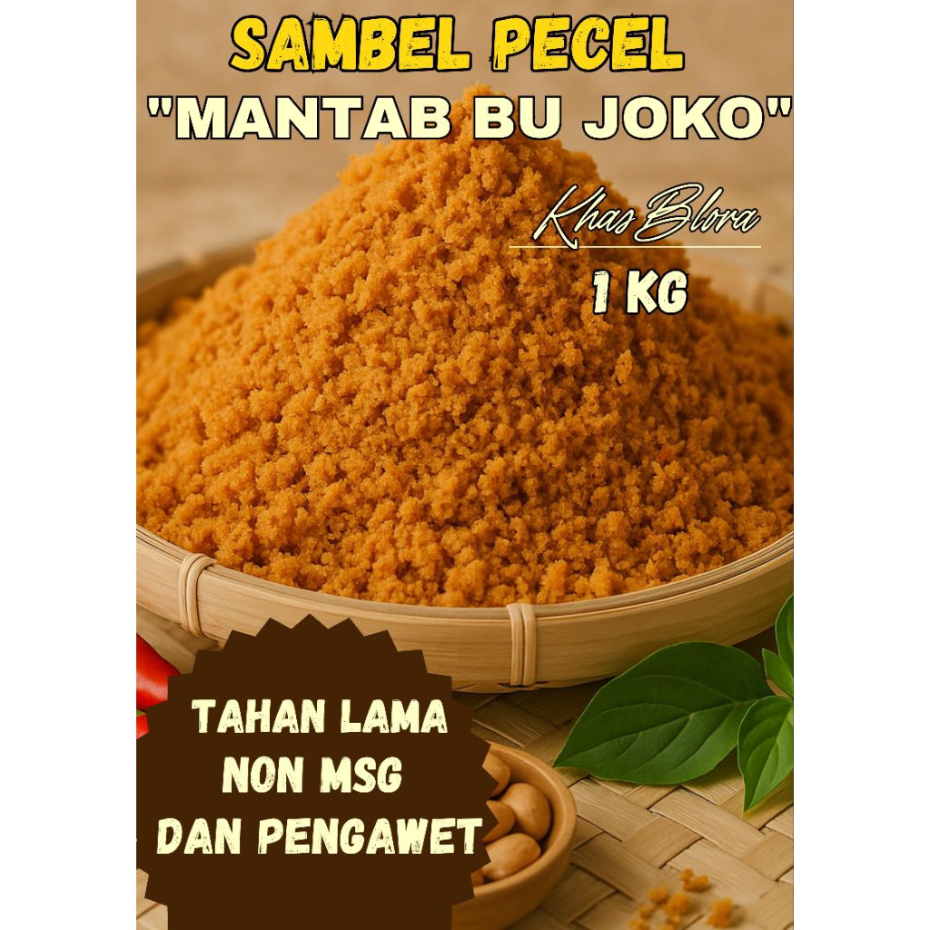 

SAMBEL PECEL KHAS BLORA "MANTAB BU JOKO" 1kg (KEMASAN 250 GRAM DAPAT 4)