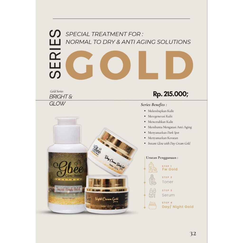 GBEE GLOW BEAUTY / PAKET KINCLONG GOLD / MENGHILANGKAN FLEK & MENCERAHKAN 2X LIPAT