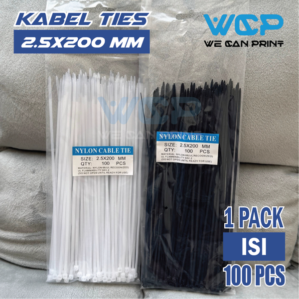 

Kabel Ties 2.5x200mm Nylon Cable Tie Hitam / Putih 20cm Insulock Ties Tis 20 cm 2.5 x 200 mm Insulok (isi 100 pcs)