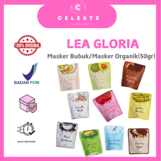 𝑪𝑬𝑳𝑬𝑺𝑻𝑬- LEA GLORIA | Masker By Lea Gloria 50gram [BIG SIZE] | Masker Wajah Bubuk