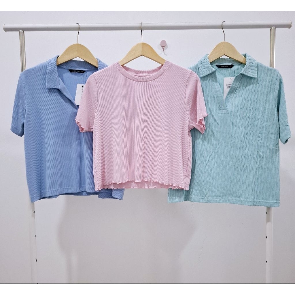 EXECUTIVE BAJU  ATASAN WANITA LENGAN PENDEK RIB KNIT