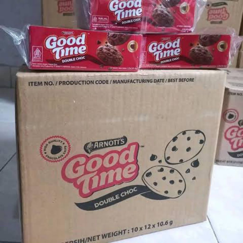 

GOOD TIME Cookies 1 dus karton isi 10 pack Biskuit Double Cokelat 10.6g