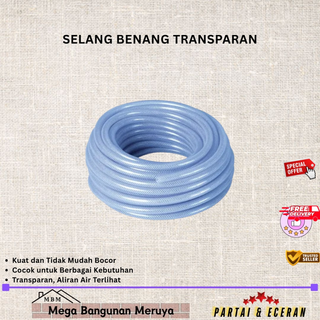 Selang Air / Selang benang transparan Uk 1/2 inch | ROLL