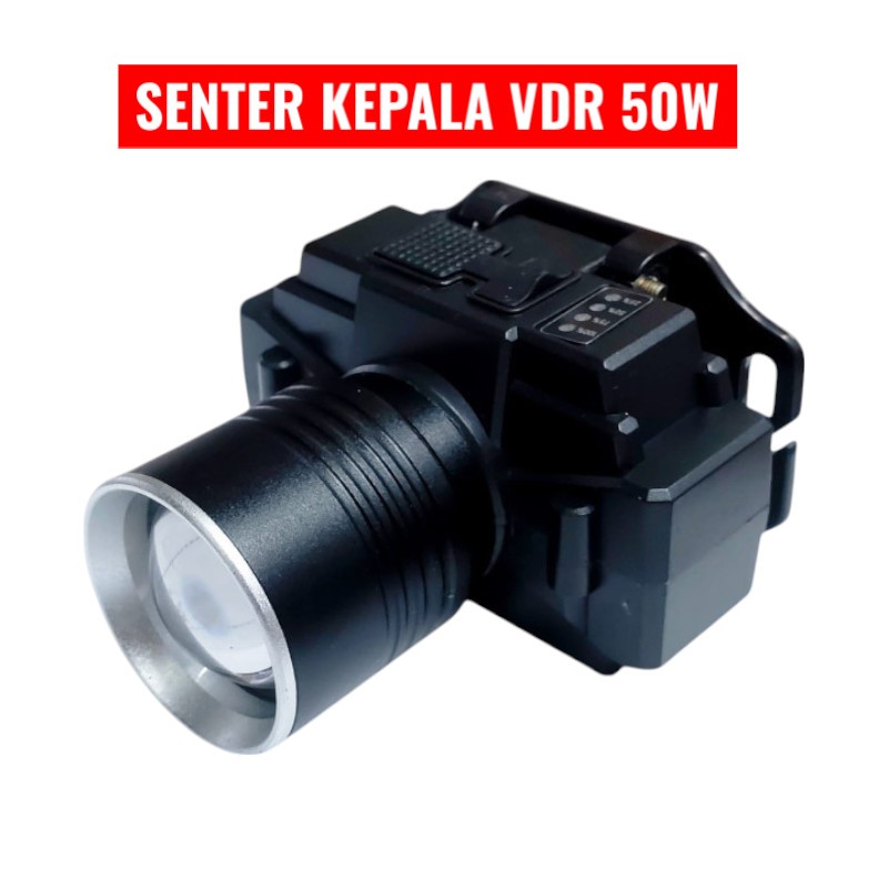 Senter Kepala VDR V-HLZ 50W Headlight / Senter Kepala Super Terang 50 Watt Original Penyebaran ZOOM