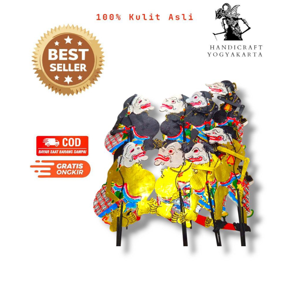 Wayang kulit sapi Punakawan/ PUNOKAWAN +gunungan paket 5 ukuran mini kecil