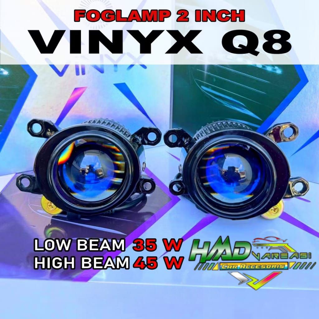 Fog-Lamp Projector Biled Vinyx Q8 3 Warna 2 Inch Lampu Kabut Projie Mobil Motor