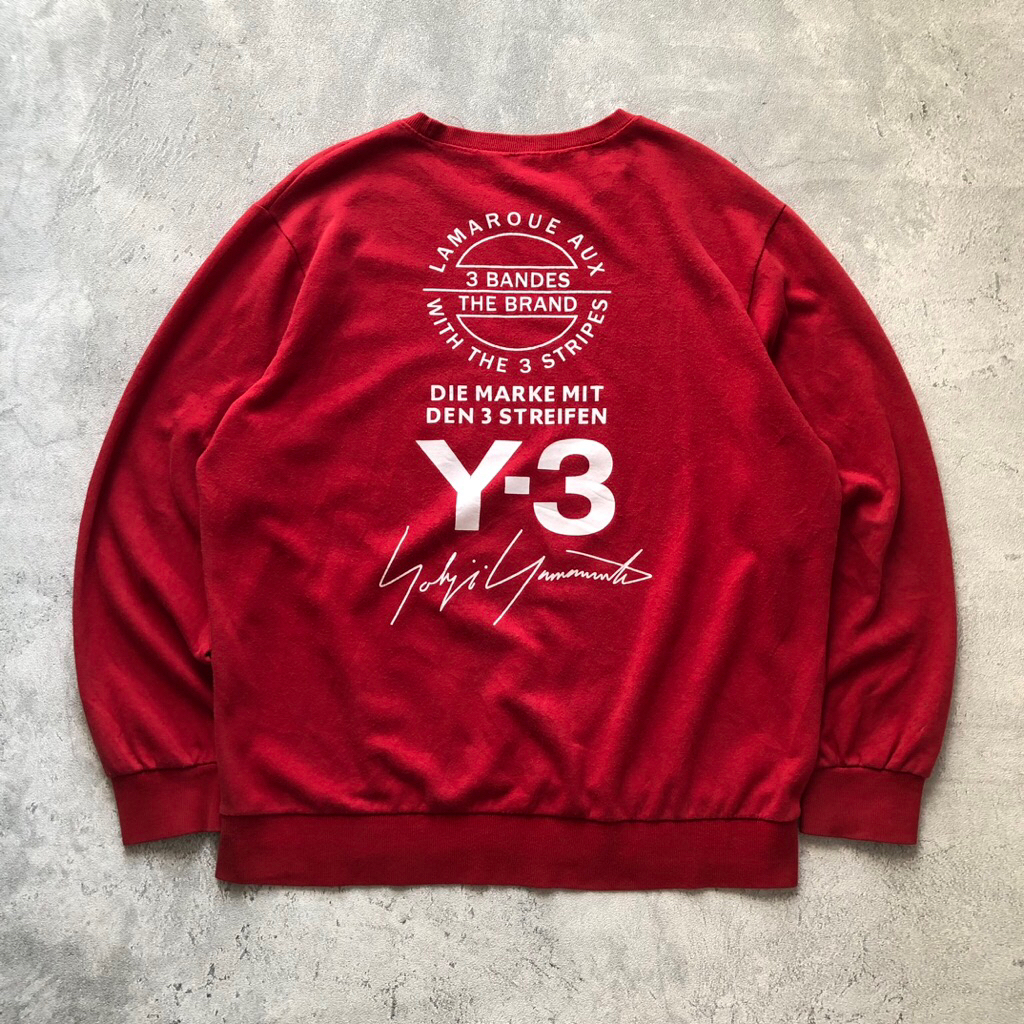 Y-3 Yohji Yamamoto X Adidas 3 Striped Red Crewneck