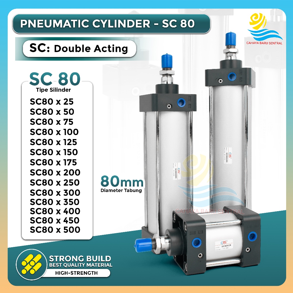 Cylinder Pneumatic Angin Type SC Pneumatik Air Silinder Standard Type 80