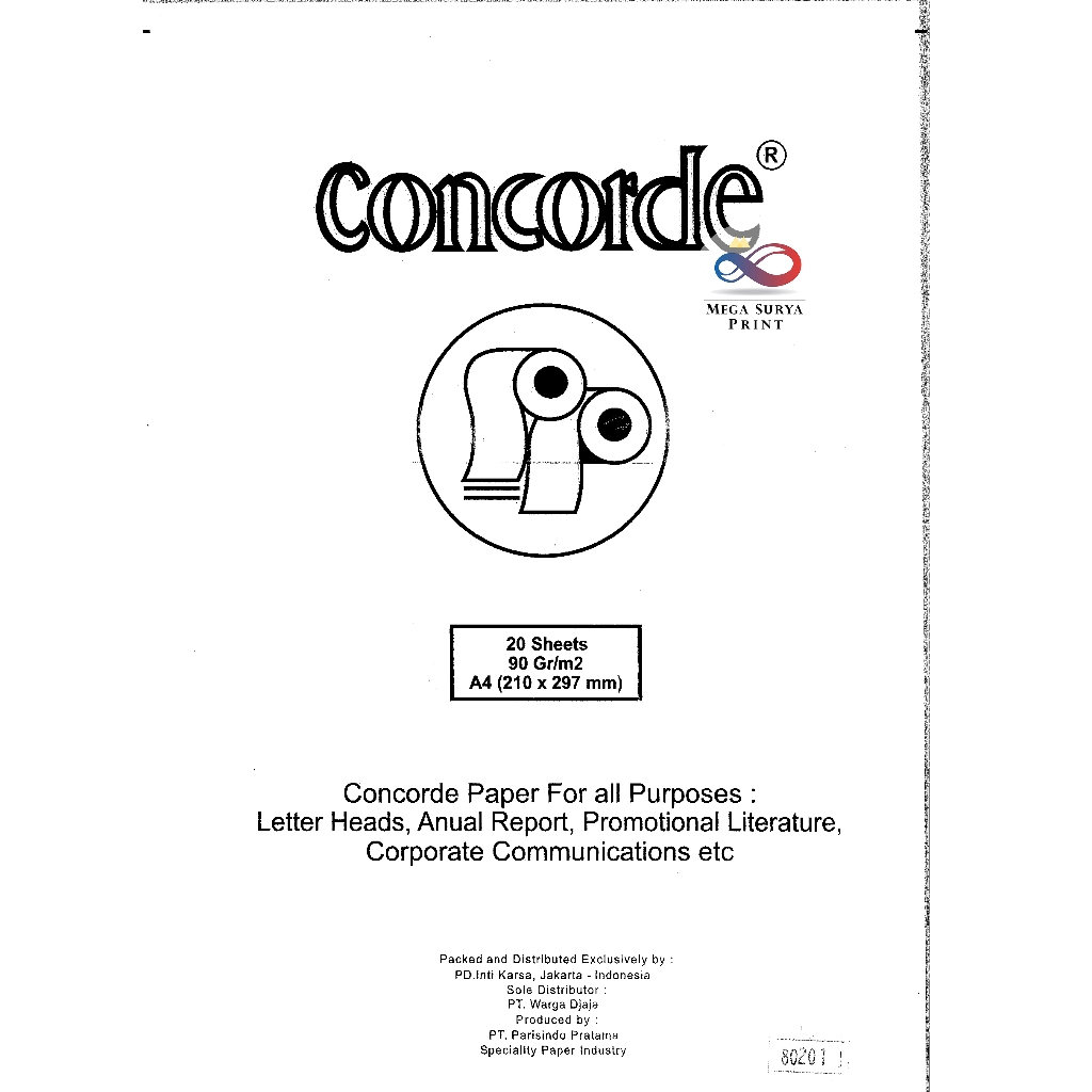 

Concorde Kertas a4 90gr isi 20 lbr