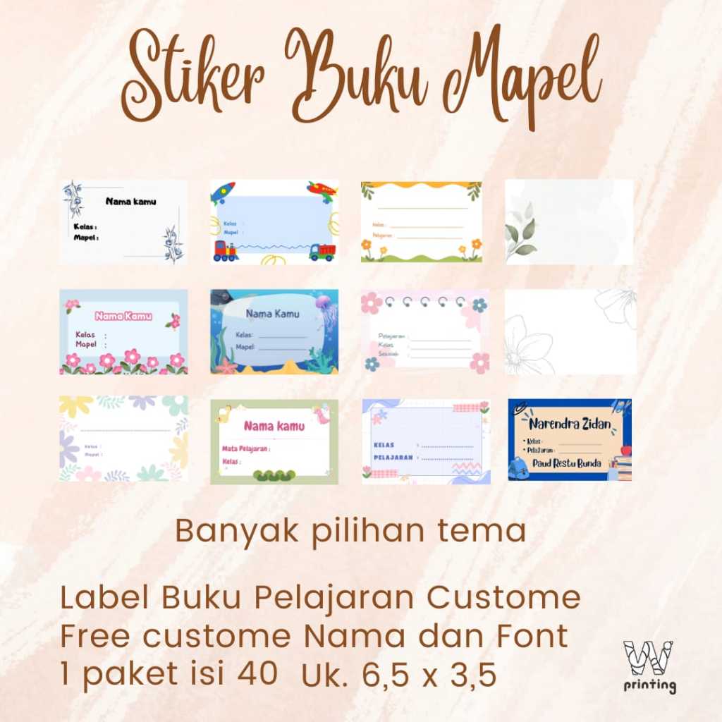 

Stiker Buku Custome Free custome Nama Dan Free Font