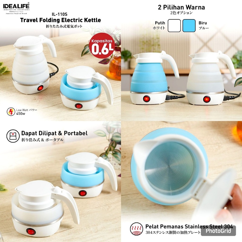 IDEALIFE Electric Kettle IL-110S Teko Listrik Lipat Kapasitas 0.6 Liter