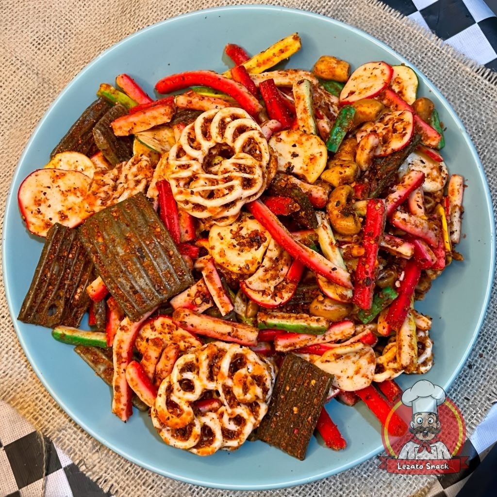 

Kerupuk seblak kering mix pedas gurih daun jeruk 500 gram