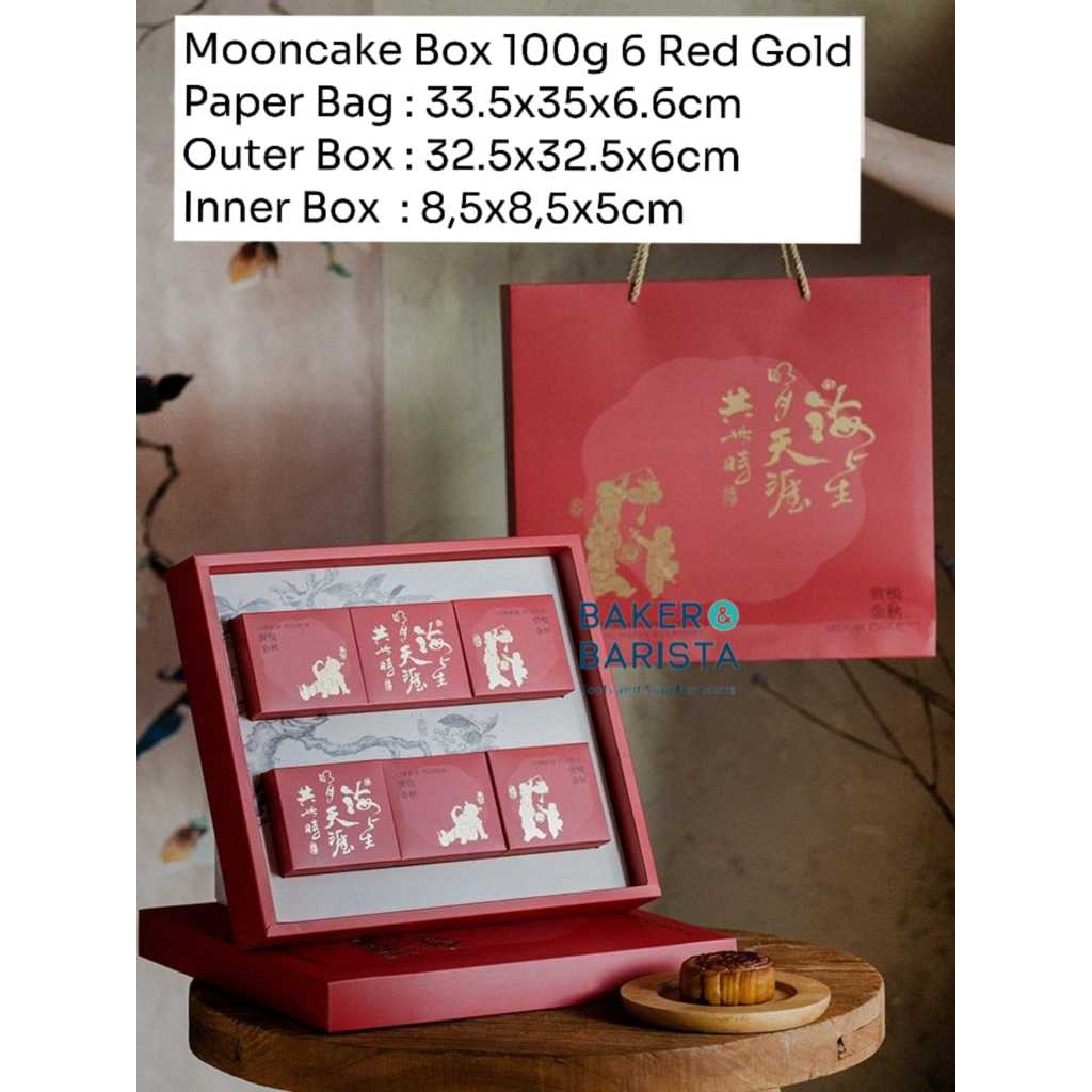 

Mooncake Box 100gr 6 Red Gold / Box Kotak Mid Autumn hampers kotak kue bulan Aesthetic.