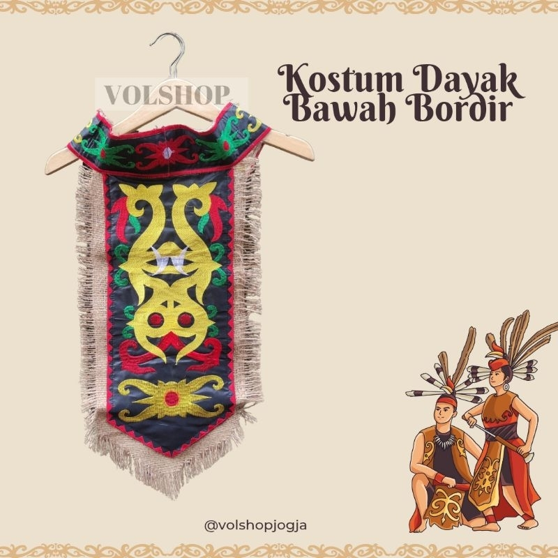 KOSTUM DAYAK PAKAIAN ADAT TRADISIONAL KALIMANTAN PRIA/WANITA KOSTUM KARNAVAL