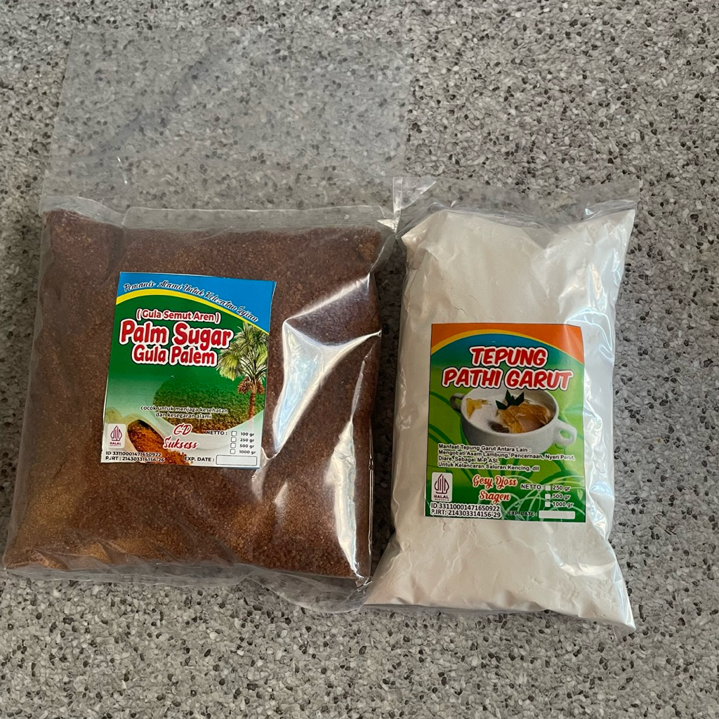 

Gula Aren bubuk 500 gram Gratis Tepung garut 250 gram | tepung garut Bpom | tepung garut asli / palm sugar / gula semut