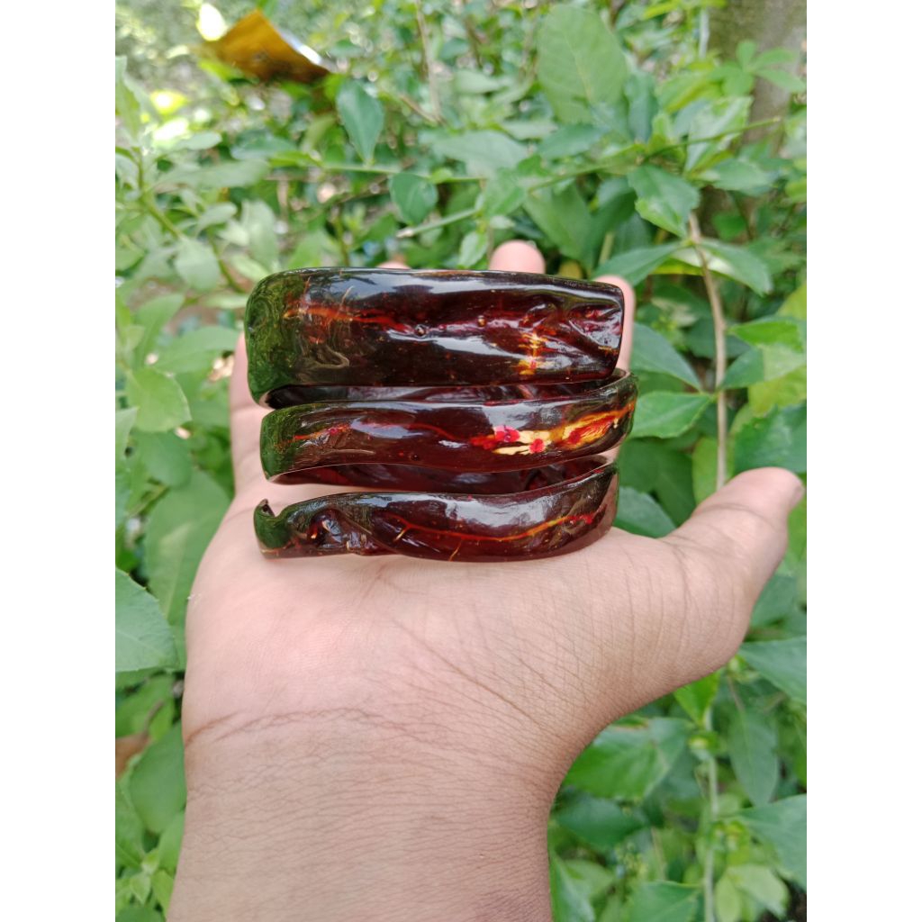 gelang akar bahar merah asli model lilit3