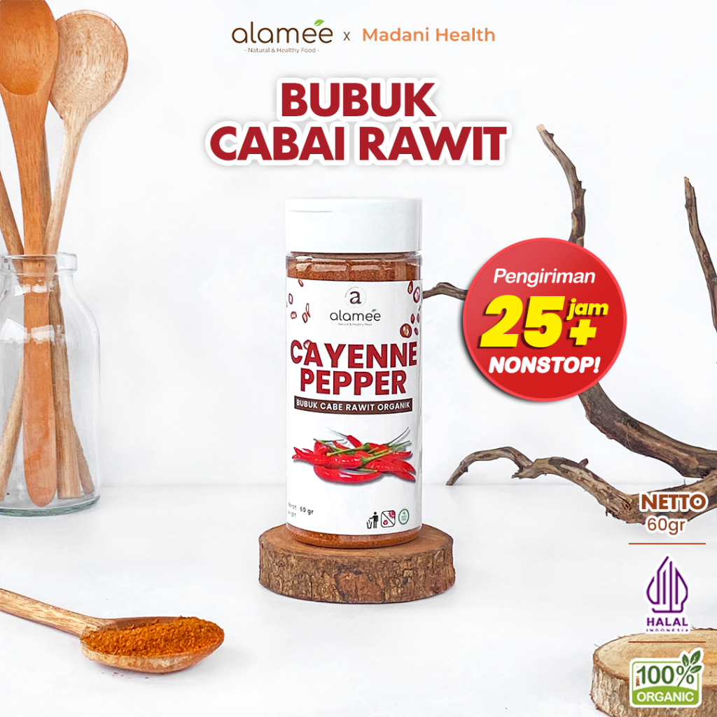 

ALAMEE Bubuk Cabe Rawit Cayenne Pepper Seasoning Powder Tanpa Campuran Bumbu Masakan Dapur 60gr