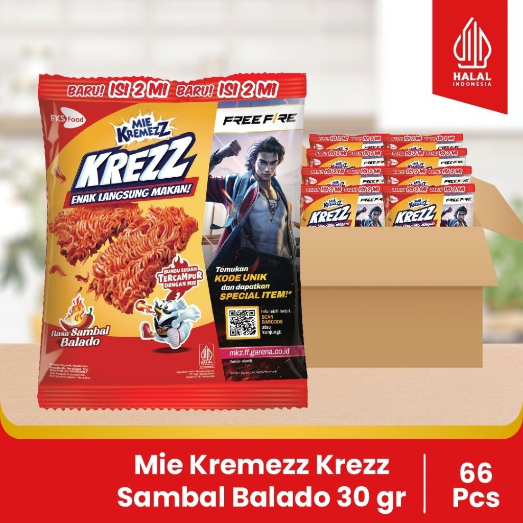 

Mie Kremezz Krezz - Sambal Balado - 1 Karton (6 renceng) - 11 Pcs - 30gr