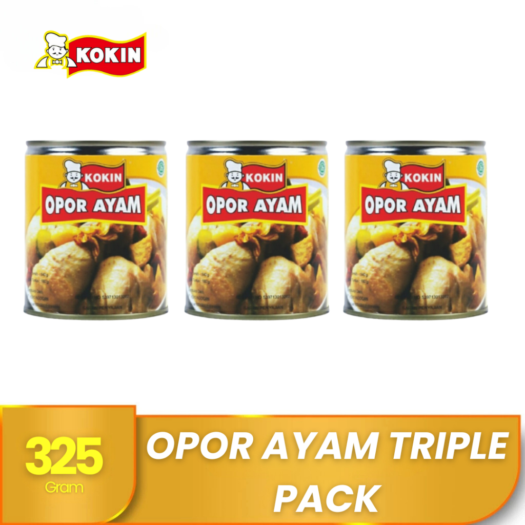 

KOKIN Makanan Kaleng Instan Siap Saji Opor Ayam Triple Pack Halal 325 gr Lauk Matang Tahan Lama