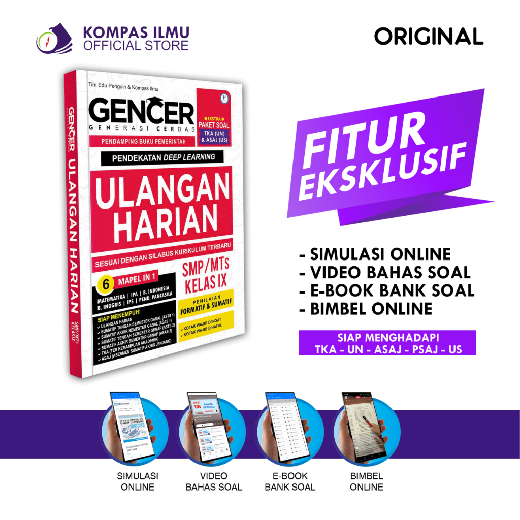Buku Soal SMP - GENCER ULANGAN HARIAN MASTER SUPER KOMPLIT KELAS 7,8,9 TERBARU