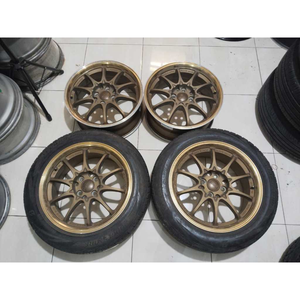 Velg MOBIL Second CE28 Ring 16 Lubang 4x100 4x114 + Ban 195 55 R16 Cocok YARIS MOBILIO AVANZA DLL