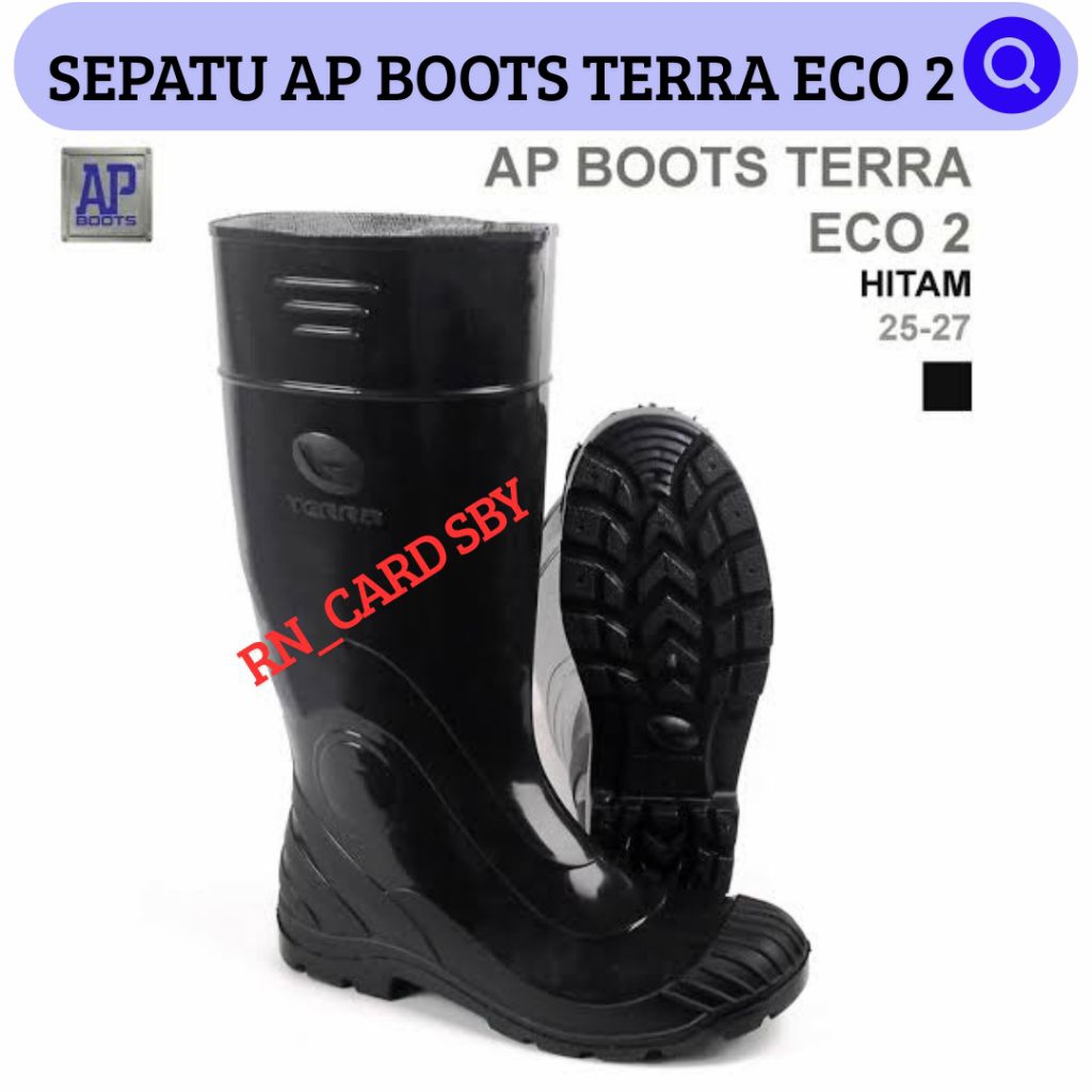 SEPATU AP BOOT TERRA ECO 2 HITAM  || SEPATU BOOTS PRIA WANITA HITAM  || SEPATU BOOT PANJANG TAHAN AI