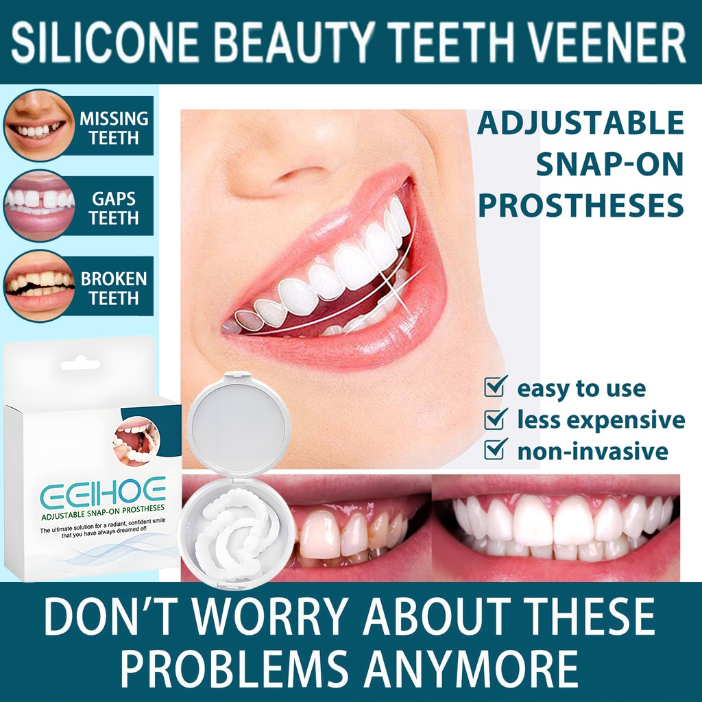EELHOE TEETH PROSTHESES Gigi Palsu Atas Bawah Pria Wanita Snap on Smile Veneers Gigi Perfect Smile G