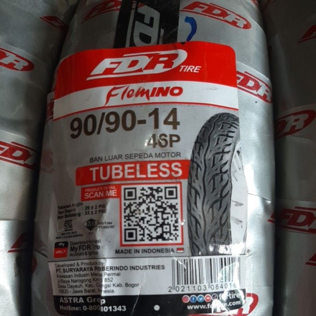 BAN LUAR BELAKANG TUBLES BAN LUAR BLK  TUBLES VARIO,BEAT VARIO 125 UK 90/90-14 FDR FLEMINO