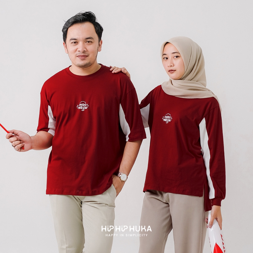 HipHipHuka - Kaos Couple Merah Putih Kemerdekaan 17an Agustusan Cowok Cewek Pria Wanita Garuda Serie