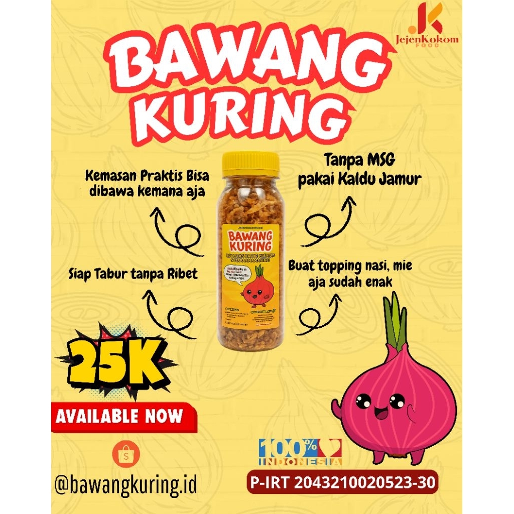

Bawang Goreng Kuring Kaldu Jamur 75 Gr (250ml Botol Kale)
