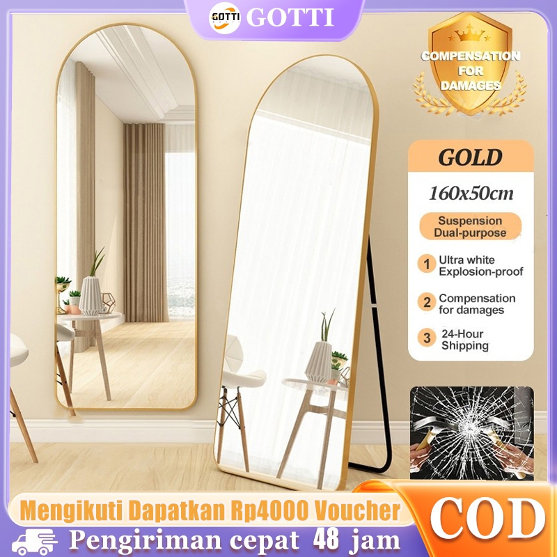 [Berdiri & Gigantung]Oval Standing Mirror Fullbody Standing Mirror Oval Setengah Lingkar Berdiri Cer