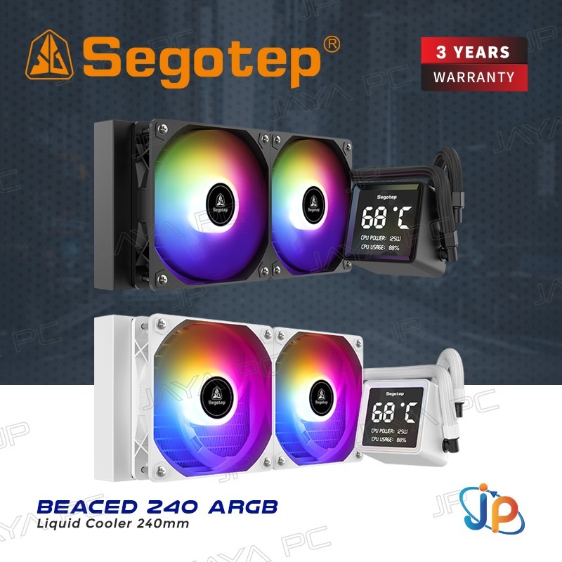 Segotep BeAced 240 ARGB - CPU AIO Liquid Cooler Fan 240mm with LCD Digital Display
