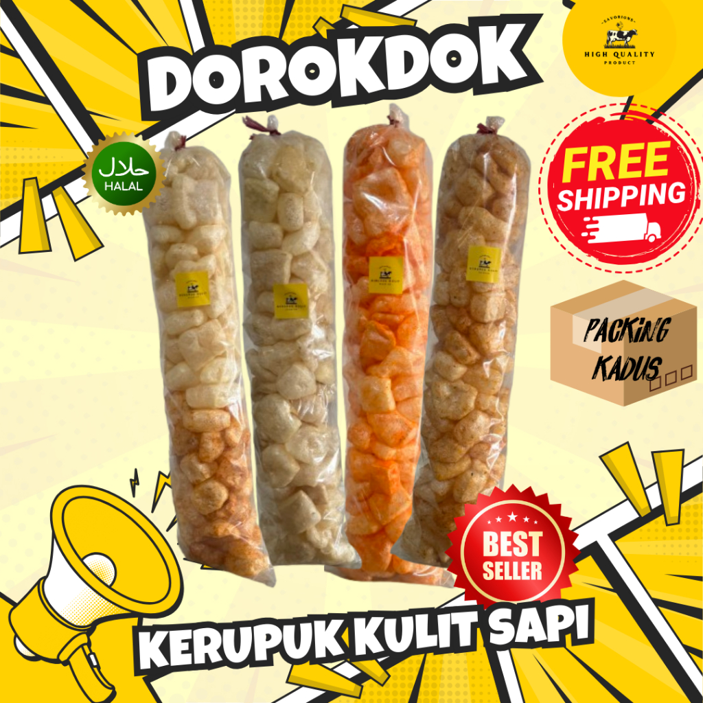 

KERUPUK KULIT SAPI RAMBAK DOROKDOK SAPI ASLI ANEKA RASA SUPER RENYAH 1 BAL BESAR