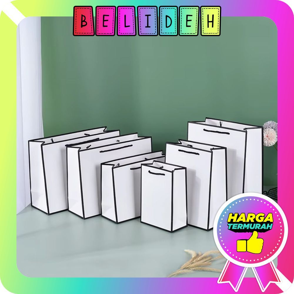 

☛BELIDEH☚ Paperbag Hitam Putih Elegan Paper Bag Goodie Bag Pembungkus Kado Tas Kado Souvenir R1258