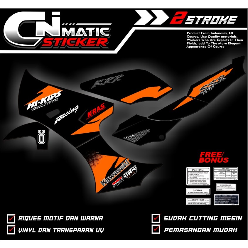 sticker striping ninja  KRR SSR body hitam variasi transparan uv maxdecall