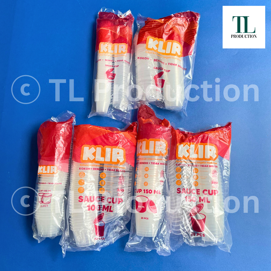 1pack KLIR Cup Saos + TUTUP 25ml 35ml 100ml 150ml - Kokoh Bening Tidak Bocor Cup Saus Puding Kecil B