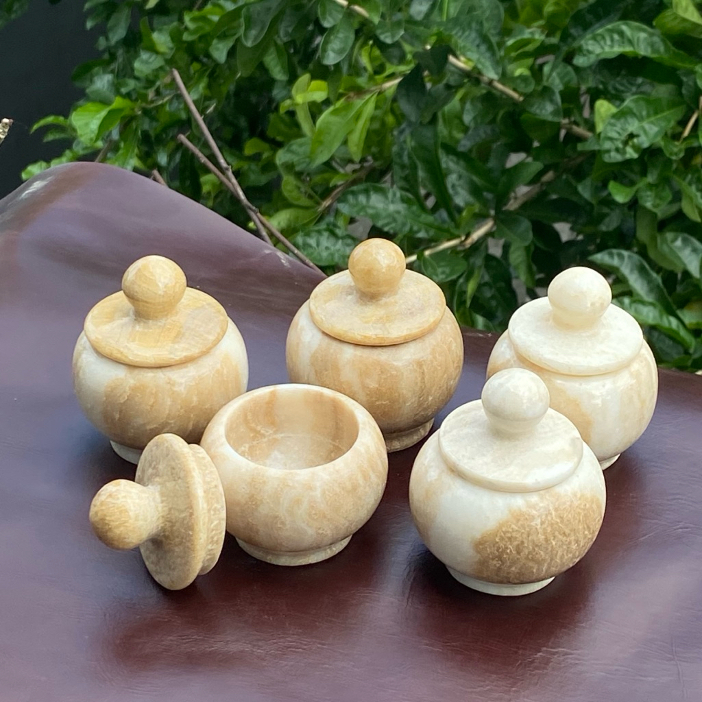 deco ndrong - Guci mini onyx, tempat perhiasan | Toples Mini Batu Onyx/Marmer Tutup Bola Aesthetic |