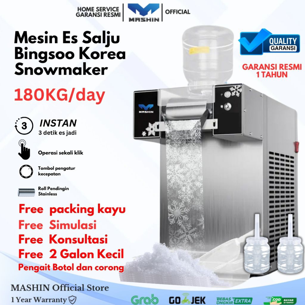 Mashin - Snow Ice Machine 180kg/24jam Kapasitas Besar Mesin Es Salju Es Bingsoo Es Serut