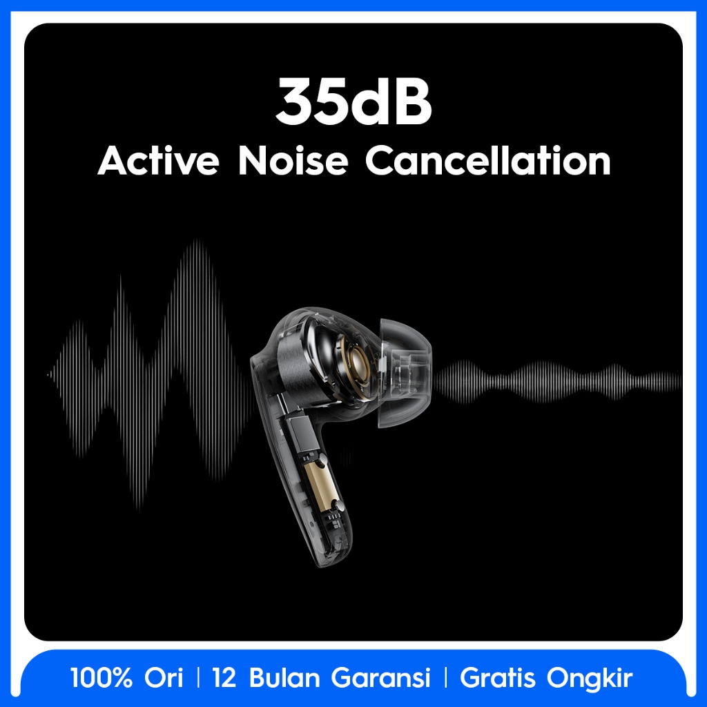 TECNO TWS Sonic 2 - 35dB ANC, Auto Connection Pop-up, Multi-EQ Effects with Welife APP, 45-Hours of Playtime, 6 Mics ENC, Low-latency Gaming Mode, IPX4 - Gambar 3