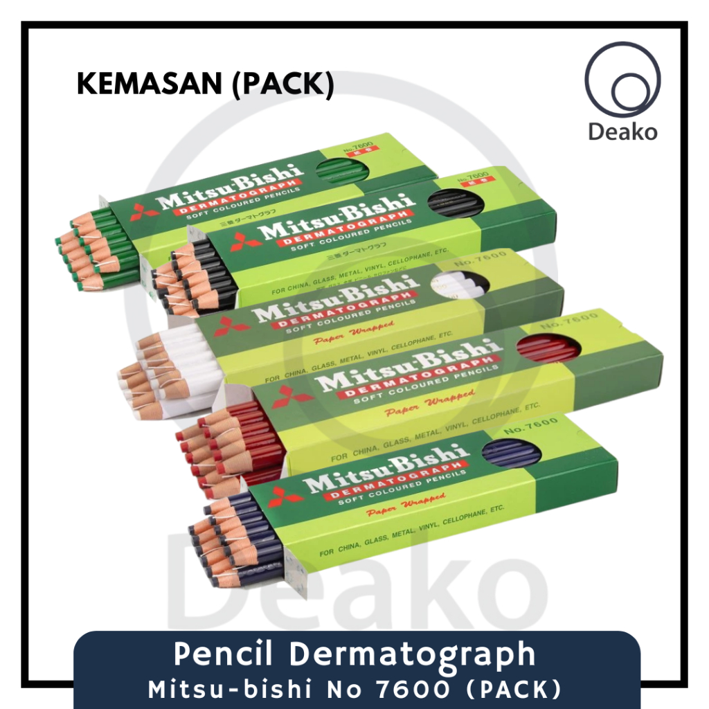 

Pensil Dermatograph Mitsubishi Pensil Kaca Pensil Glass Putih, Merah, Hitam, Biru dan Hijau